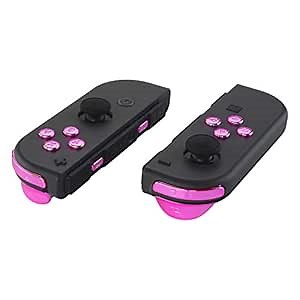 eXtremeRate DIY Full Set Buttons for Nintendo Switch & Switch OLED, Chrome Pink Glossy Replacement Buttons for JoyCon, ABXY Direction Keys SR SL L R ZR ZL + - Home Capture Trigger Buttons Springs