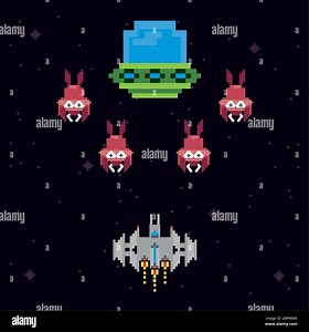 retro video game space pixelated scene Stock Vector Image & Art - Alamy