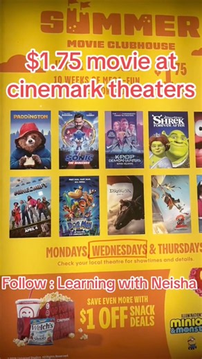 $1.75 Movies| 🎥 Summer Fun on a Budget #foryou #shorts #shortvideo #movies #fyp #kidsactivities