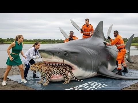 Heroic Animal Rescue Saves a Brave Mother Leopard 🐆 from a Hungry Shark 🦈🔥