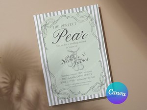 Pear Wedding Shower Invitation: Couples and Bridal Shower, Editable Canva Template (digital Download) - Etsy