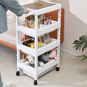 [Hot Item] 4 Tiers Plastic Rolling Trolley Cart Container Home Storage & Organization Drawer Containers