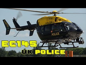 UK Police EC145 helicopter engine start, takeoff & landing G-MPSA