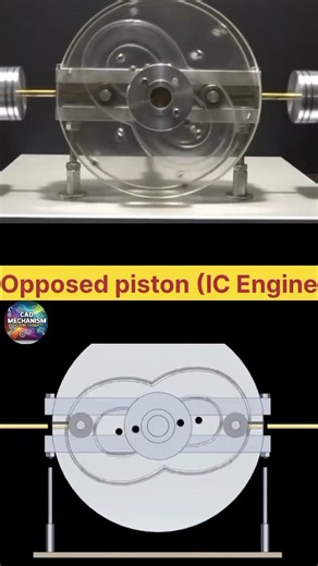 How an Opposed Piston IC Engine Works#3DAnimation #CAD #engineeringlife #mechanic #pistonengine !