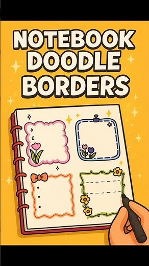 Easy Notebook Border Tricks ✨ Cute Doodle Ideas You’ll Love! 📒🔥