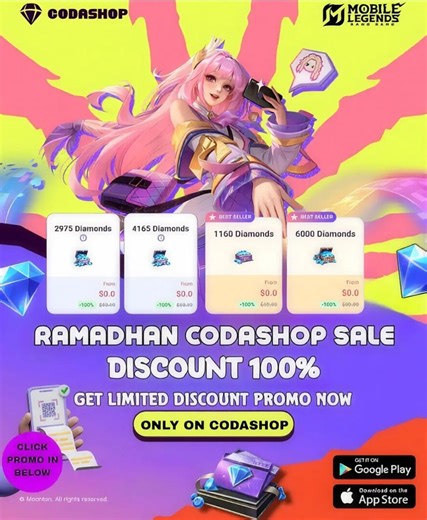 100% DISCOUNT EVENT FOR MLBB DIVISION ✨ [Click REGISTER to join the free event] ⏰ Hello MLBB players, now we are providing the biggest event with a maximum discount of 100% for all users 🎉 This event can only be claimed once and is available globally 💨 Come get your discount now, before the event ends. Share it with your friends so they don't miss out ✨ #NEXTLEVELSTARSHERE #MLBB #CODASHOP #MobileLegendsBangBang #MLBBSREATORCAMP #LIMITEDEVENT | Codeshop