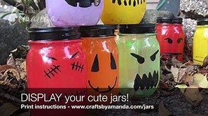 Make these adorably spooky Halloween luminaries - get printable instructions here http://craftsbyamanda.com/jars | Things I Love
