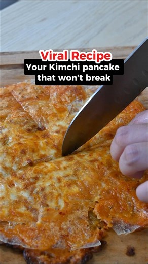 Crispy Kimchi Cheese Pancake –Viral recipe (No More torn pancake)