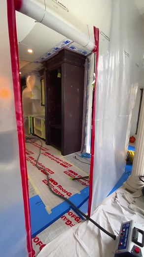 Prep work for spraying cabinets #cabinetpainting #fyp #prep #painter #foryou #satisfyingvideo