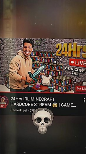 GAMERFLEET 24 Hours Minecraft IRL Live Stream Is Here 💀😳 | #shorts #viral #gamerfleet