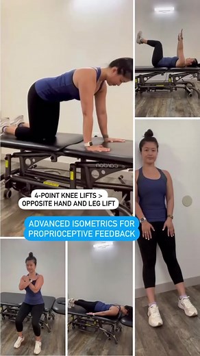 Have you checked out my previous reel demonstrating sitting isometric exercises? After trying them out, give these advanced isometric exercises a whirl! Some of these positions may be more physically demanding, but you can modify how you do them to make the exercise easier or harder. Most importantly, you want to feel your muscles contract and stabilize your limbs without seeing any movement. These contractions will inform your brain about where your limbs are in space! Here are some ideas for a