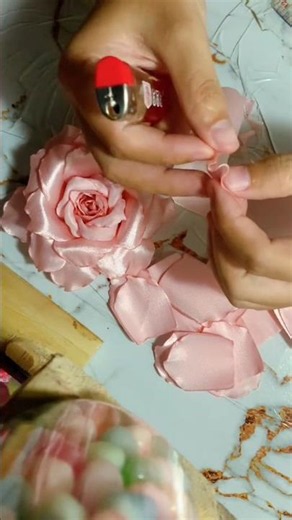 Ribbon​ Rose​ DIY Hand Madeดอกกุหลาบ​จากริบบิ้น​ #งาน​DIY