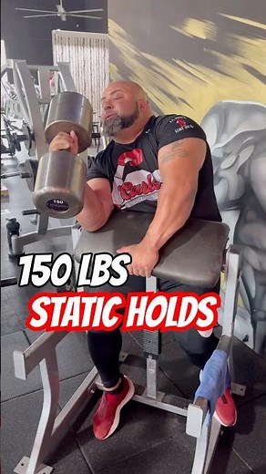 150-POUND DUMBBELL STATIC HOLD… PURE MONSTER STRENGTH. 💪🔥 #gripstrength #armwrestlingworkout #gym