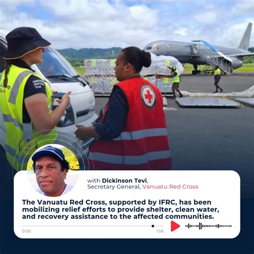 One month after the powerful earthquake in Vanuatu, the IFRC together with Vanuatu Red Cross Society continue to support the affected people. Hear an update from Vanuatu Red Cross Society Secretary General Tevi Dickinson. | International Federation of Red Cross and Red Crescent Societies