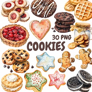 Watercolor Cookies Clipart Bundle, Sweet Treats Clipart, Biscuit Illustrations, Transparent PNG Graphics, Commercial Use - Etsy