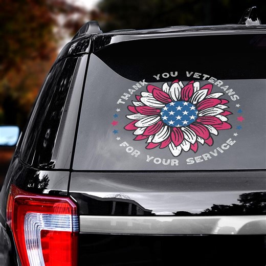 Veterans Sunflower Car Sticker, Patriotic Military Tribute Decal (waterproof) - Etsy