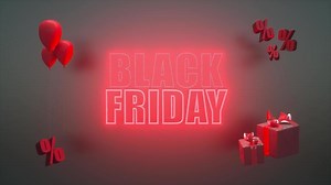 Download Glowing black friday banner with red neon letters. for free