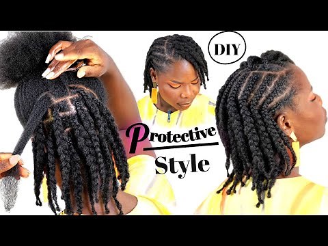 DIY Fluffy Braids: Natural Protective Style | Braided Hairstyle With Bangs