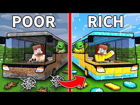 Mikey and JJ from POOR to RICH BUS - Minecraft Maizen