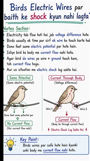 Why Birds Don’t Get Shocked on Electric Wires #science #physics #sciencefacts #fyp #ytshorts
