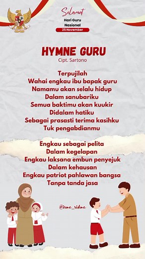 Hymne Guru #tiktokedukasi #laguedukasi #lagunasional #harigurunasional...