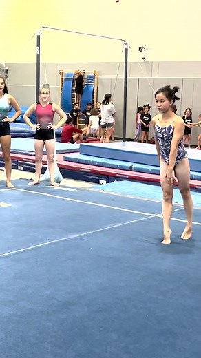 Joelle's Back layout 3/1 twist and her front 1 1/2 at Stanford's high performance camp. She ain't playin. 😎 | Gotham Gymnastics