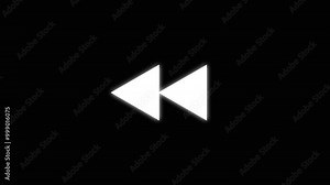 Video player icon animation. Animation of rewind symbol on white transparent with alpha channel. Rewind Graphic icon Background Stock Video