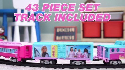 Lionel Mattel Barbie Battery O Gauge Toy Train Set with Remote, Locomotive, Train Cars, & Track with Authentic Train Sounds, Lights, & Water Vapor Smoke Effects for Kids 4+