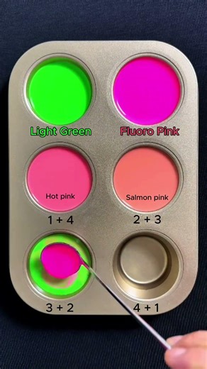 Two Colors That Look Amazing Together: Light Green + Fluoro Pink #asmr #mix #colormixing #colors