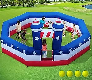Gaga Ball Pit Inflatable 15FT with Built-in Air Blower, Portable Gagaball Court Gaga Pit for Indoor Outdoor School Family Party Inflatable Sport Games, Gaga Balls Included
