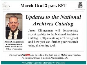 Updates to the National Archives Catalog (2016 March 16)
