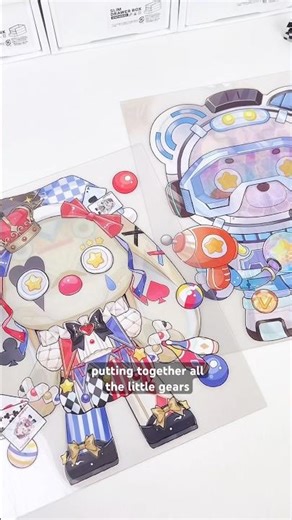 Introducing 3-Layer Clockwork Scene Stickers: Space Bear & Clown Rabbit #scenestickers