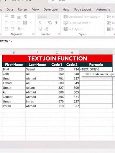 How to Use TextJoin Function in excel #excel #exceltips #exceltricks #computer #foryou