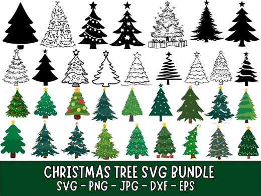 Christmas Tree Svg Bundle, Christmas Svg, Christmas Tree Silhouette, Christmas Tree Clipart, Christmas Tree Outline,christmas Ornaments Svg - Etsy