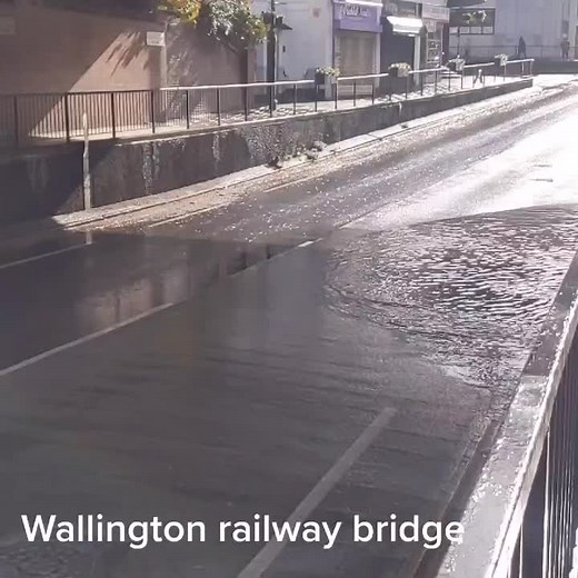 Flooded Road Under Railway Bridge in Wallington