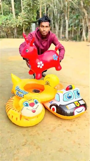 Big Four Inflatable Bouncing Animals | police car vs jumping animal | inflatable animals toy