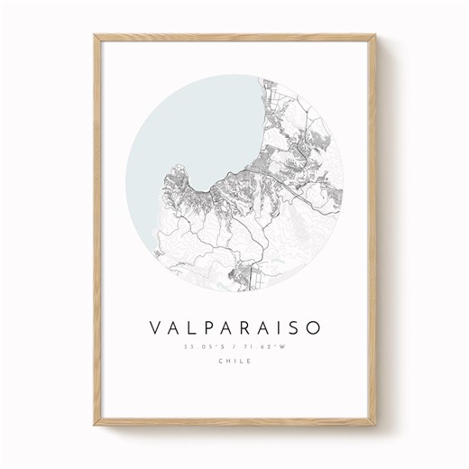 Valparaiso Map Poster: Clean Minimalist Design (matte Paper Print) - Etsy Australia