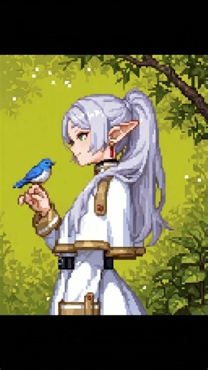 Frieren and the blue bird #pixelart #pixelvalhalla #frieren