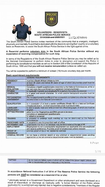 SAPS RESERVIST POST...