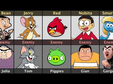 Cartoon Character And Their Enemy