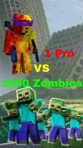 1 Pro VS 1000 Zombies (minecraft) #minecraft #shorts