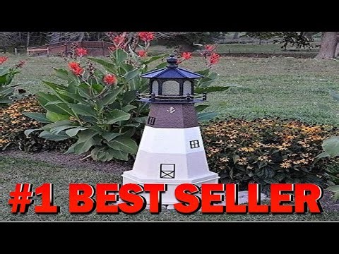 Amish Made Oak Island NC Replica Lighthouse with Base and Solar Powered LED Lighting - B07FFK1SGP