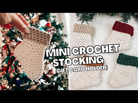 Crochet a MINI STOCKING in ONLY 15 minutes for decor or gift card holder | TUTORIAL | CJ Design Blog