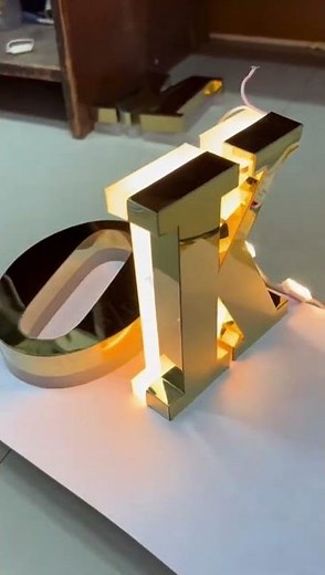 Premium Gold Acrylic LED Letters ✨ | Custom 3D Sign Board Fabrication |
