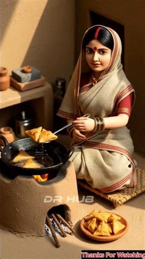 Miniature Doll Samosa Cooking ASMR | Indian Village Tiny Kitchen Street Food #shorts #dollasmr