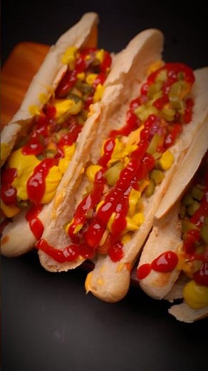 Hot dog simple recipe 🌭 Easy hot dog recipe with sausage, mustard & a crispy bun #hotdog #fastfood