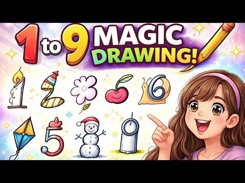 Number Drawing Trick 1 to 9 | Turn Numbers into Cute Drawings | Easy Drawing for Beginners