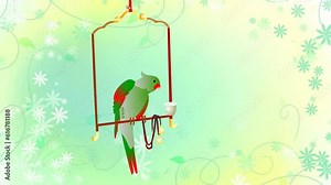 cartoon animated green parrot background and 2d animation