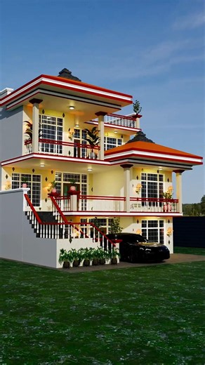 Modern Village House 🏡 Design #elevation #frontelevation #house #housedesign #home #song #hindisong