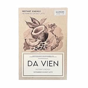 Da Vien Instant Energy Coffee, 3 in 1 Vietnamese Coconut Latte, Iced & Hot, 10 Single-Serve Packets